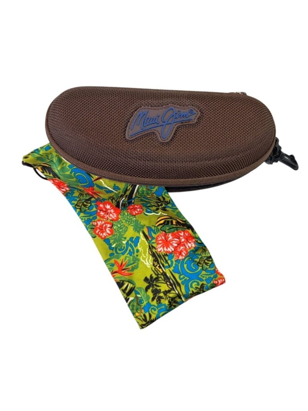 Maui Jim Sunglasses Hard Case & Tropical Print Soft Pouch Set Zip No Sunglasses